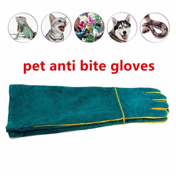 62CM Anti-Bite Pet Training Gloves Double LeatherReptile Protection Gloves