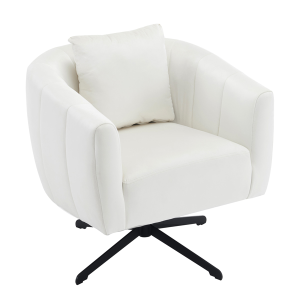 360° Swivel Accent Chair, Modern Velvet Fabric Living Room Armchair, Comfy Wide Upholstered with Fluffy Cushion and Metal Legs, Barrel Chairs for Living Room, Lounge, Office Off white