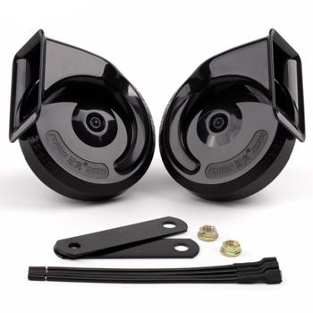 12V Car Horn Loud Dual-Tone Waterproof Electric Snail Horn Kit Universal Black