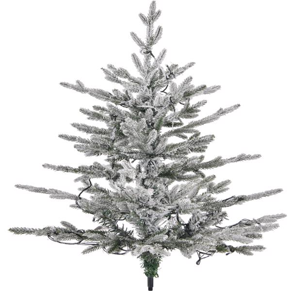 6 FT Snow Flocked Pre-lit Artificial Christmas Tree with Metal Pot Stand, Hinged Xmas Fir Tree with 250 Lights, 709 Branch Tips and Remote Control for Holiday Party Office Home, Snowy Green