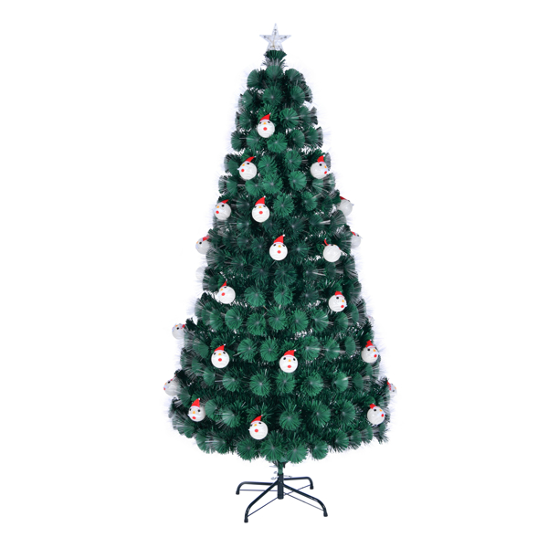  6 FT Pre-lit Fiber Optic Christmas Tree, Artificial Xmas Tree with Lighted Top Star and Snowflakes, Multicolor LEDs, Holiday Xmas Decoration Tree for Home Office Store Party, Green