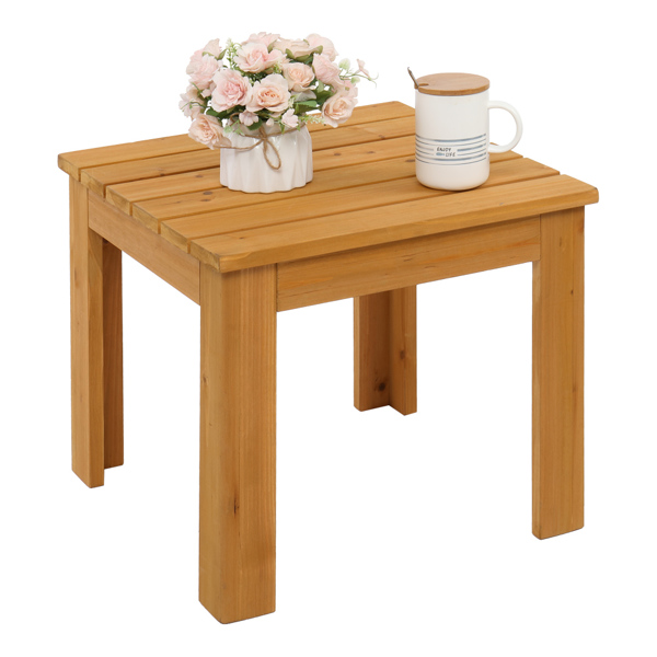 Wooden Square Side End Table Patio Coffee Bistro Table Indoor Outdoor Natural