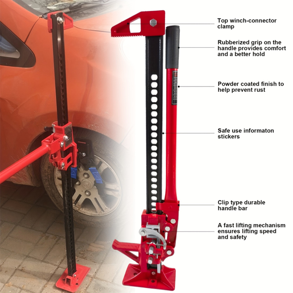 48'' Universal Farm Jack Tractor Truck SUV Bumper Jack Ratcheting Off Road Trail Jack 3-Ton Capacity Lift Bumper Utility