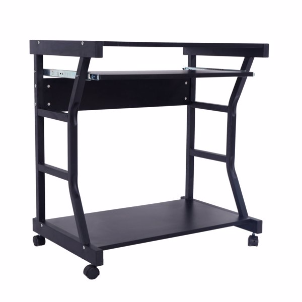 Moveable Four-wheel Computer Desk Black