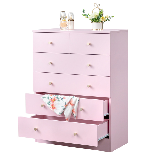 Modern Simple 6-Drawer Dresser Pink