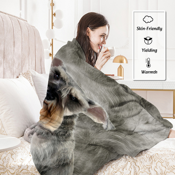 Schnauzer Flannel Blankets Cozy Blanket Super Soft Cozy Warm Puppy Dog Throw Blanket for Couch Chair Bed Sofa Office Cute Schnauzer Gifts 75*100cm