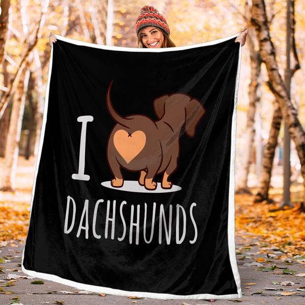 Dachshund Lovers Sherpa Blanket Cute Dachshund Animal Fleece Reversible Blanket Wiener Sausage Dog 3D Printed Reversible Bed or Couch Throw 50*60 Inches