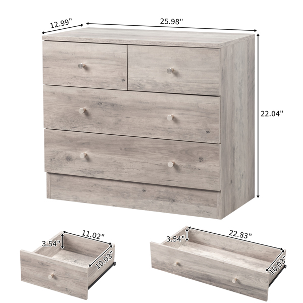 Modern Simple 4-Drawer Dresser Nightstand Gray