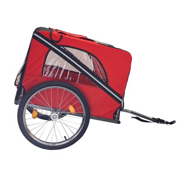 Dog Bike Trailer, Breathable Mesh Dog Cart with 3 Entrances, Safety Flag, 8 Reflectors, Folding Pet Carrier Wagon with 20 Inch Wheels, Bicycle Carrier for Medium and Small Sized Dogs