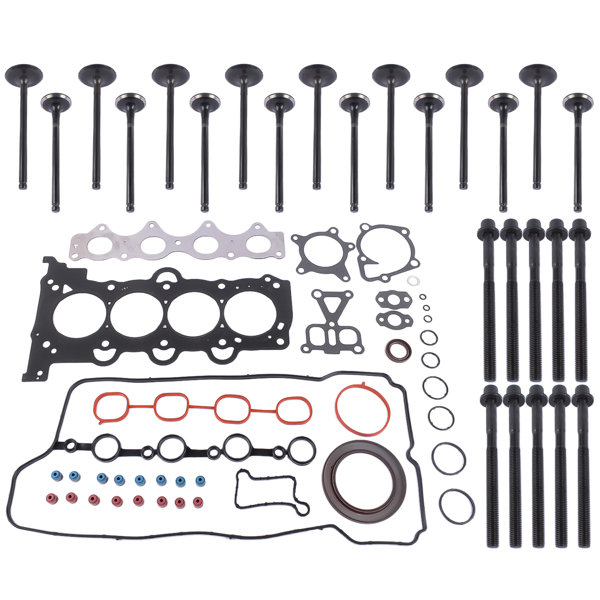 Head Gasket Set W/ Bolts &Intake Exhaust Valves for Kia Soul 1.6L L4 2012-2018