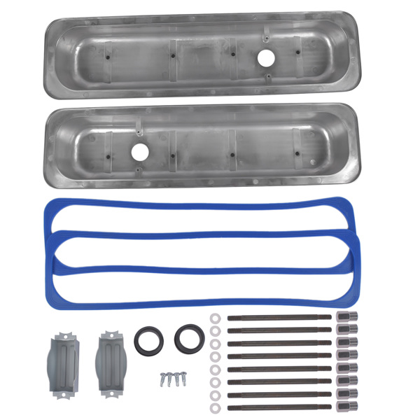 Polished Short Finned Center Bolt Valve Covers w/ Gasket For SBC 1987-1997 Small Block Chevy 5.0L 5.7L 305 350 Engines