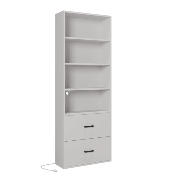 FCH 4 layers with 2 USB 2 plugs and sockets 2 drawers Triamine board 60*23.5*180cm display cabinet white