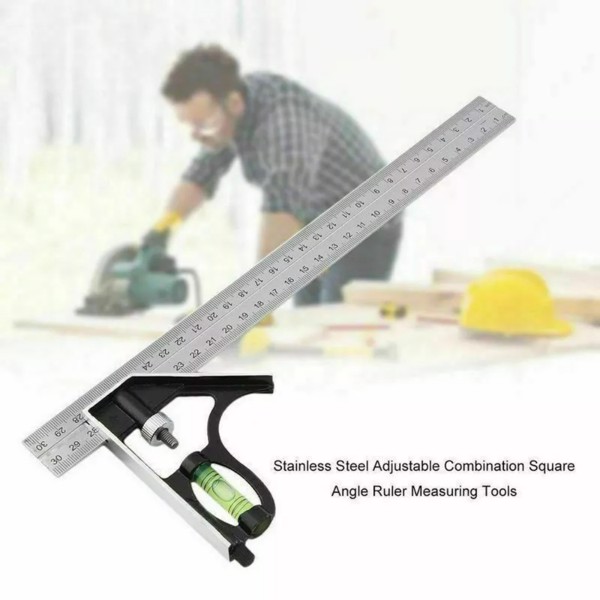 300mm (12") Adjustable Engineers Combination Try Square Set Right Angle Ruler UK