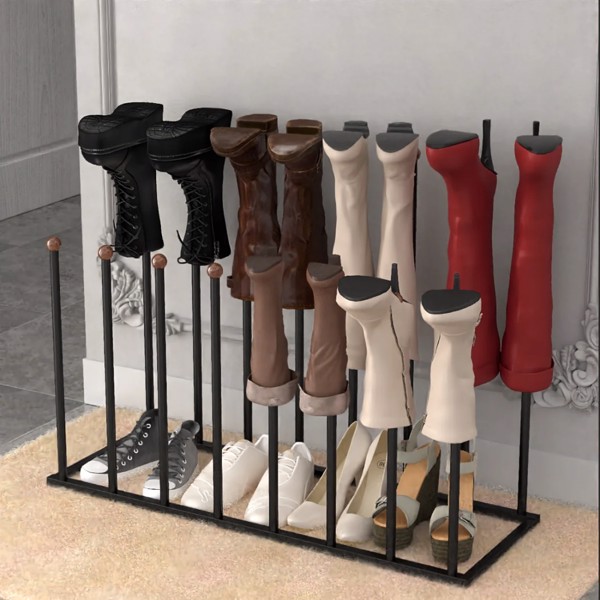 Boot Rack Organizer for 8 Pairs, Free Standing Boot Storage Metal Shoe Rack Fit for Tall Boots