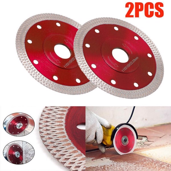 2x 115mm Diamond Cutting Discs 4.5" Angle Grinder Blade Tile Stone Concrete Tool