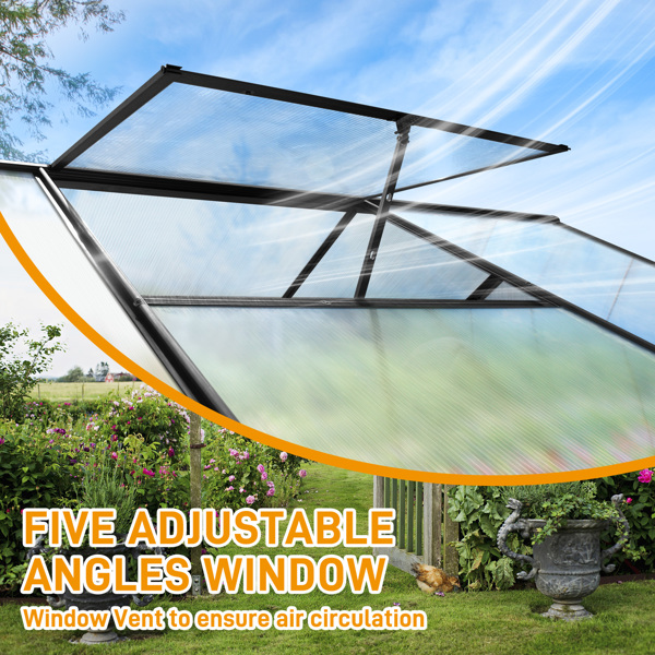 6x10 Hybrid Polycarbonate Greenhouse black