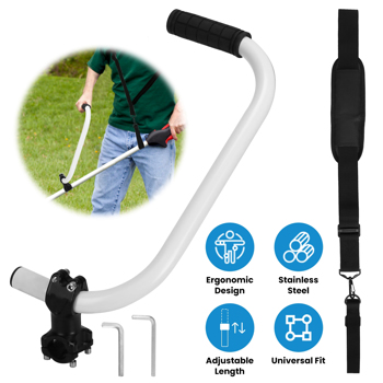 Ergonomic Trimmer Handle Grip with Shoulder Strap Universal Fit Lawn Trimmer Extension Handle with Bracket Clamp String Trimmer Handle for Lawn Care Landscaping Yard Edging