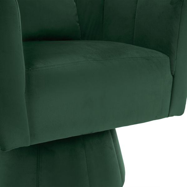 360° Swivel Accent Chair, Modern Velvet Fabric Living Room Armchair with Fluffy Cushions, Comfy Wide Upholstered, Barrel Accent Chairs for Living Room, Bedroom, Lounge, Office Green