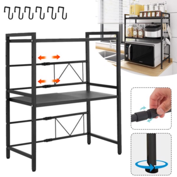 3 Tier Expandable Microwave oven Rack Stand Storage Holder Kitchen Corner Shelf