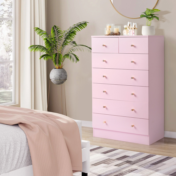 Modern Simple 7-Drawer Dresser Pink