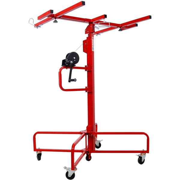 Drywall Lift Panel 16' Lift Drywall Panel Hoist Jack Lifter Jack Rolling Caster Wheel Sheetrock Drywall Lift Construction Tools,150-lb. Capacity, 4ft. x 16ft. Max. Sheet Size ,red