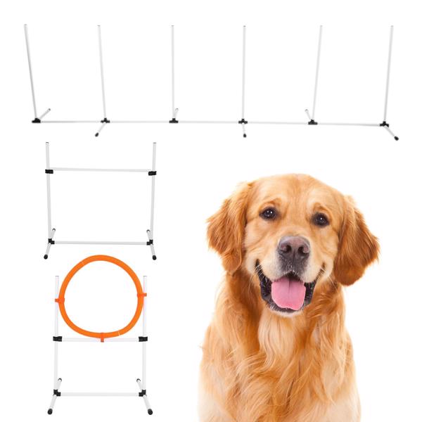 Pet Agility Training Equipment Dog Adjustable Bar Jump Hurdle Hoop Pole Obstacle Course