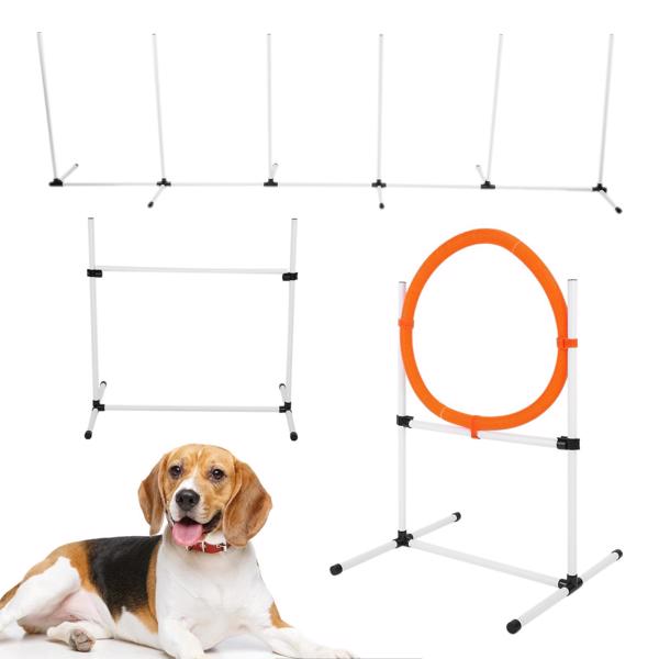 Pet Agility Training Equipment Dog Adjustable Bar Jump Hurdle Hoop Pole Obstacle Course