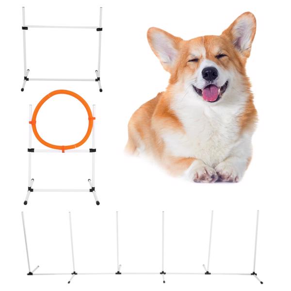 Pet Agility Training Equipment Dog Adjustable Bar Jump Hurdle Hoop Pole Obstacle Course