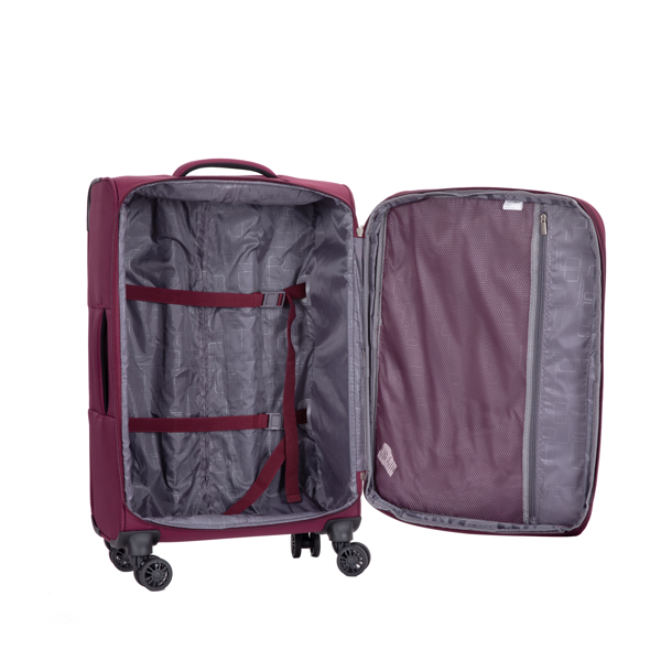 3-Piece Set (18/Travelbag /toiletry bag) ,Softshell Suitcase Spinner Wheels Terylene Polyester Luggage Sets Carry On Suitcase Luggage Lightweight Durable Suitcase WINE RED