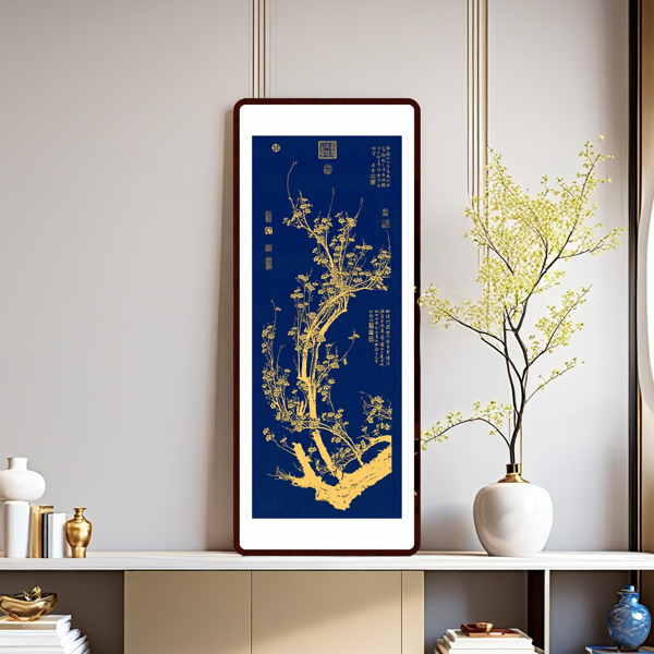 Plum Blossom Painting Handmade Tayin Energy Painting Size 45.2X17.7 inch (115X45cm)