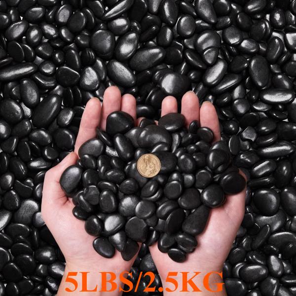 1 Set of 5lbs Bulk Bag of Small Black Pebbles - Decorative Aquarium Gravel, River Rocks for Outdoor Garden Paving, Indoor Plant Gravel, Perfect for Aquascaping, Landscaping, 1cm-3cm Size