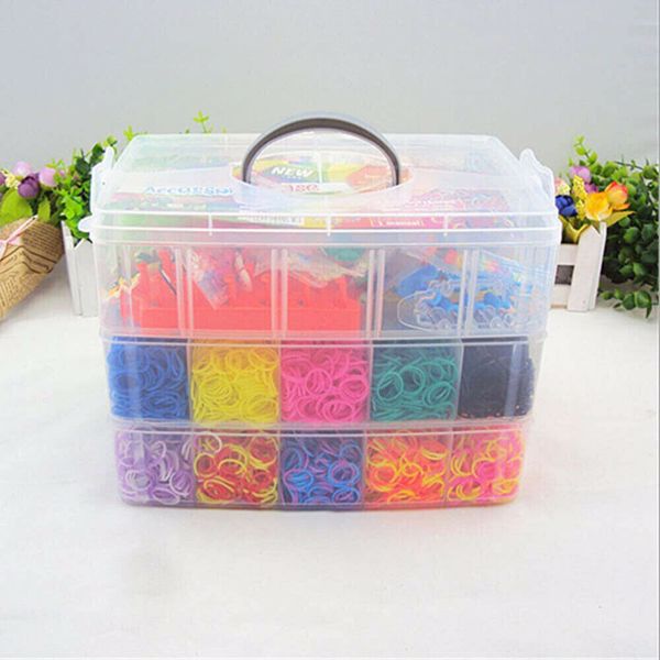 15000Pcs Kit Box+ Rubber Loom Bands Children Mult-color Make Woven Bracelet