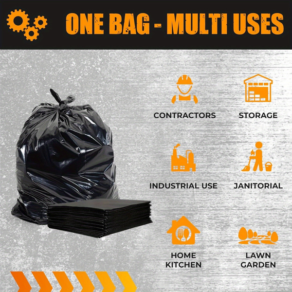 1.9MIL thick 50 gallon black garbage bag, suitable for disposable garbage bags in kitchens, lawns, kitchens, offices, and restaurants. Plastic bags for cleaning 39.4in * 47.2in, 50PCS