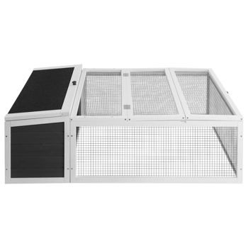 Chicken Coop with Run, 50in Rabbit Hutch Bunny Cage, Indoor Outdoor Tortoise House Habitat Guinea Pig Cage for Small Animals with Waterproof Asphalt & Openable Roof and Side Door