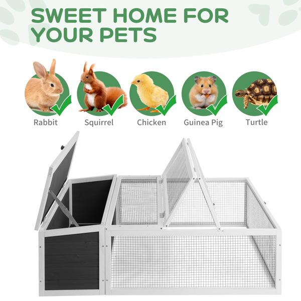 Chicken Coop with Run, 50in Rabbit Hutch Bunny Cage, Indoor Outdoor Tortoise House Habitat Guinea Pig Cage for Small Animals with Waterproof Asphalt & Openable Roof and Side Door