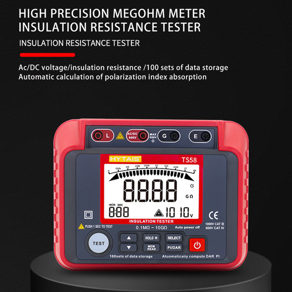 The megohmmeter comes standard with a high-precision insulation resistance tester