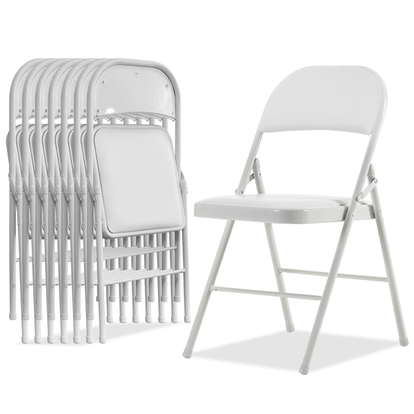 【Old Code：33292149】4pcs Elegant Foldable Iron & PVC Chairs for Convention & Exhibition White