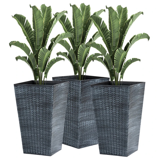 3 PCS Indoor Planters with Drainage Hole   Gray