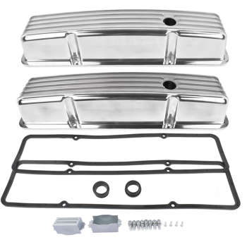 Finned Aluminum Tall Valve Covers with Bolts for Chevrolet Small Block 283 302 305 327 350 400 1958-1986