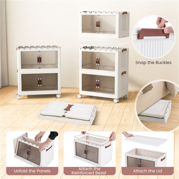 Stackable Storage Boxes Bins with  Lockable Casters 19" x 12“ x 34”