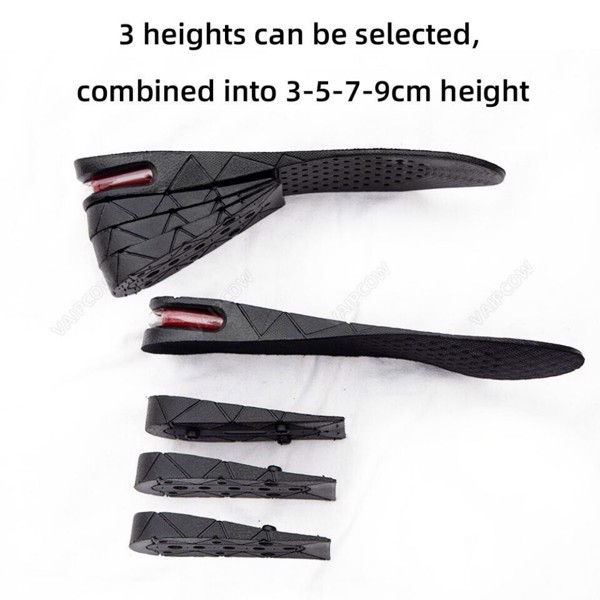 9cm Unisex Shoe Insert Taller Lift Height Up Increase Heel Height Insoles 4layer