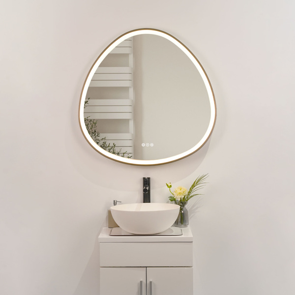 32 x 32 in. Gunmetal Grey Framed Dimmable Anti-Fog LED Bathroom Vanity Mirror