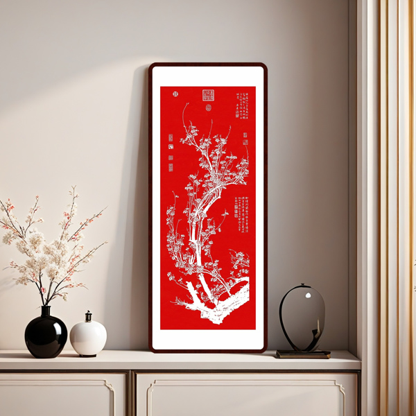 Plum Blossom Painting Handmade Tayin Energy Painting Size 45.2X17.7 inch (115X45cm)