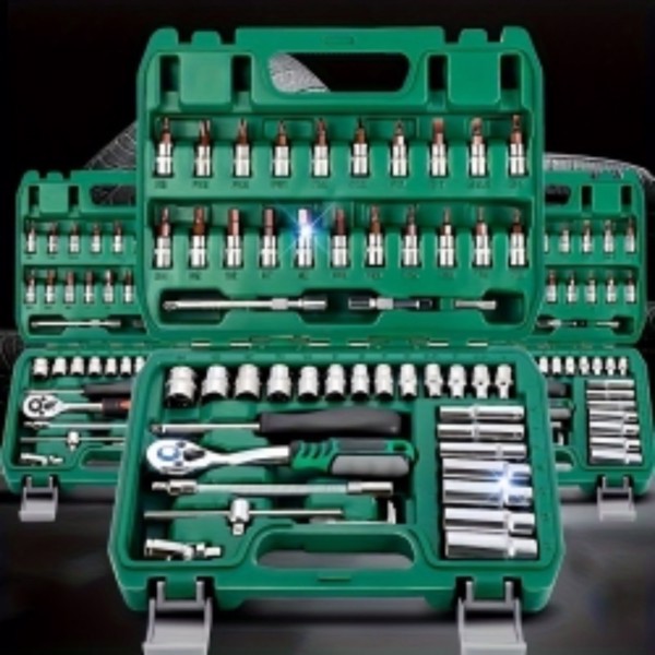 46PCS 1/4" Ratchet Wrench Combination Socket Tool Set Kit Auto Car Repair Tools