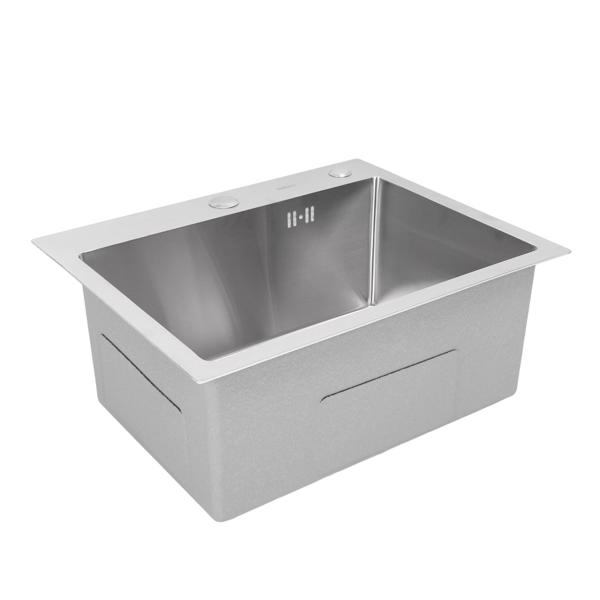 Single Basin Sink Set with Drainer 304 Stainless Steel Vegetables Washing Sink and Hose for Home Kitchen