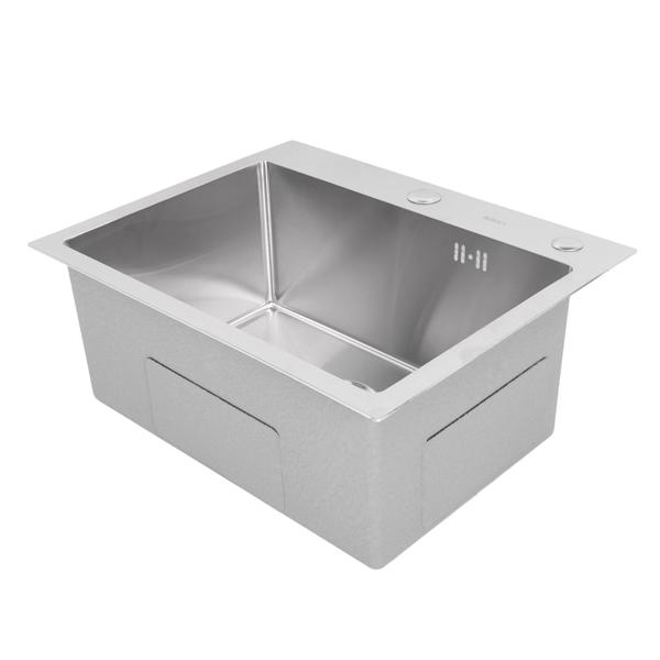 Single Basin Sink Set with Drainer 304 Stainless Steel Vegetables Washing Sink and Hose for Home Kitchen