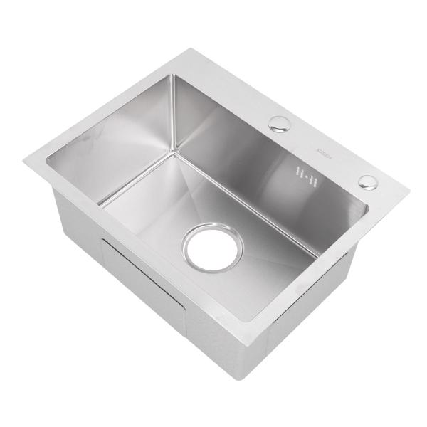 Single Basin Sink Set with Drainer 304 Stainless Steel Vegetables Washing Sink and Hose for Home Kitchen