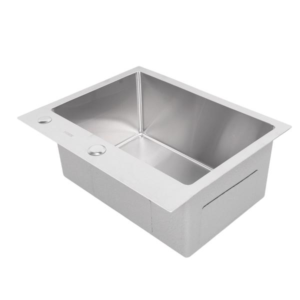 Single Basin Sink Set with Drainer 304 Stainless Steel Vegetables Washing Sink and Hose for Home Kitchen