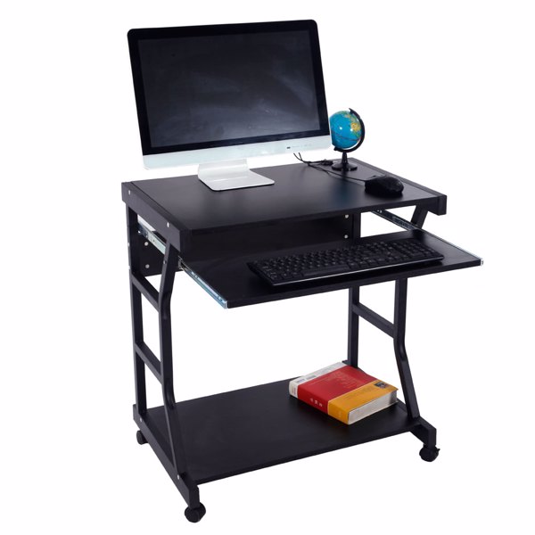 Moveable Four-wheel Computer Desk Black