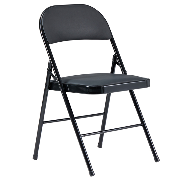 【Old Code：21983178】6pcs Elegant Foldable Iron & PVC Chairs for Convention & Exhibition Black 